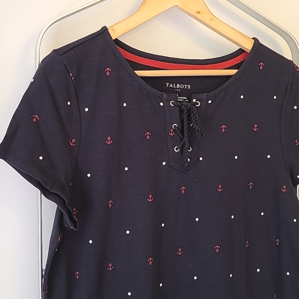 Talbots Cotton Anchor Yacht Club Jersey Dress, sz L